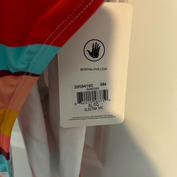 Body Glove Swimsuit Womens XL Multi-color Striped Electra Cheeky NWT Sangria - Picture 5 of 7